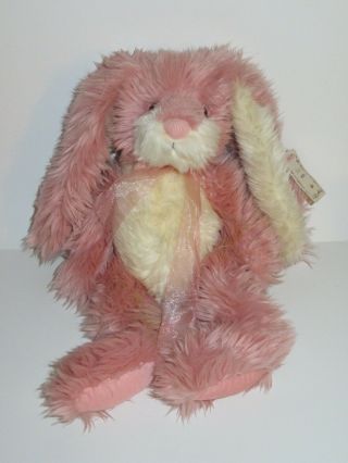Russ Berrie Beatrice Bunny Rabbit Plush Pink White Stuffed Animal 14 " Vintage