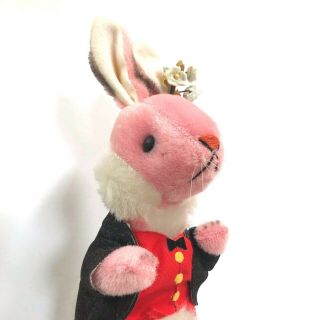Vintage Gunderful Creation Pink Bunny Rabbit Plush Toy J Swedlin With Vest