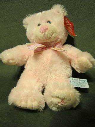 Russ Berrie My First Teddy With Tag Pink 11 " Tall 24911 Make Someone Happy Bear