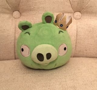 Angry Birds Plush King Pig Crown Stuffed Animal Toy Bad Piggies 5 " Green Sound