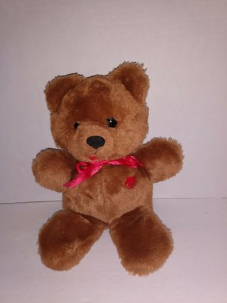 Vintage 1993 Dakin Brown Teddy Bear Plush With Red Heart 10 " Tall