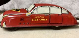 Vintage Marx Tin Litho Friction Official Fire Chief Car Toy