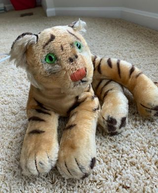 Vintage Mohair Steif Tiger - Lying Down - Green Eyes
