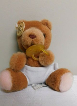 Vintage Russ Bibi Baby Teddy Bear 6” Plush Pacifier & Diaper Stuffed Animal