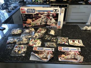Lego 7676 Star Wars Republic Attack Gunship Box Minifigures Stickers Bag