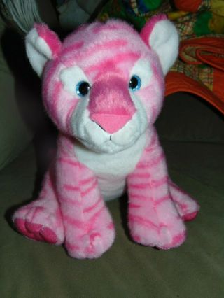 Tiger Stuffed Animal Cat Pink Blue Eyes - Plush Destination Nation Aurora 11 "