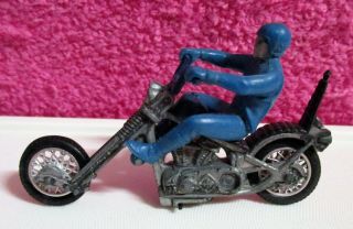Vintage Mattel Hot Wheels Rrrumblers Mean Machine Motorcycle W/ Blue Rider