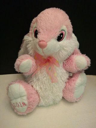 Dan Dee 2018 Easter Bunny Rabbit Plush White Pink 14 " Polka Dot Ribbon