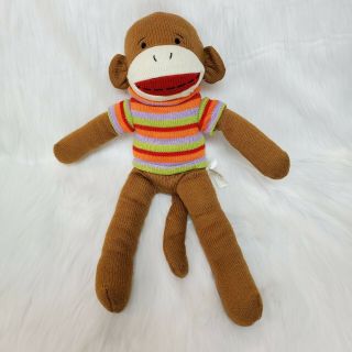 18 " Dan Dee Sock Monkey Plush Purple Green Red Orange Shirt Plush Toy B222