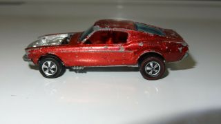 Vintage 1967 Mattel Hot Wheels Red Custom Mustang Redline Car Red Interior