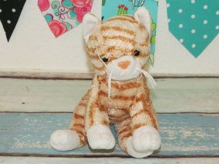 Animal Adventure Kitty Cat Orange Striped Tabby 2011 White Plush Stuffed Toy 7 "