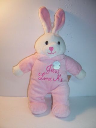 Dan Dee - Plush Bunny Rabbit - Sings Jesus Loves Me - Pink - Ex.  Cond.