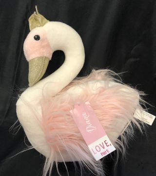 Pier 1 Imports Princess Diana Swan 10 " Plush Bird White Pink Mwt Stuffed Toy E2