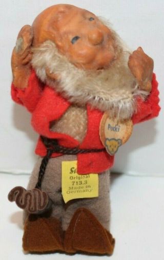 Mini Steiff Pucki The Gnome Stuffed Animal Knopf Im Ohr Germany Mohair Vintage