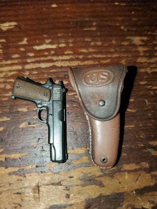 Military 1911 Colt.  45 Pistol In Brown Us Holster For 12 " Action Figure 1:6