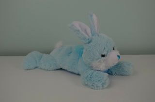 Greenbrier Blue Bunny Rabbit Plush Stuffed Animal Toy Lying Down Bow Easter 11 "