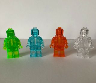 Rare Lego Trans Clear,  Light Blue,  Orange,  Green Monochrome Mini Figures