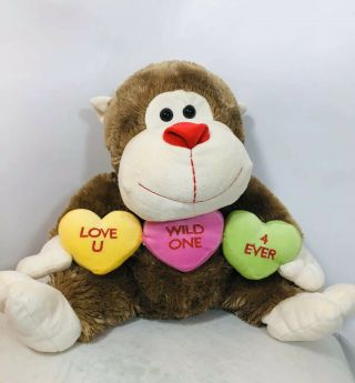Large Dan Dee Monkey Gorilla Holding Valentine Candy Hearts Plush Stuffed Animal