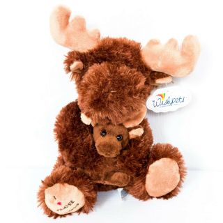 Wishpets Moose Plush 10 " Tag I Love Moose Hugs Mini Brown Antlers Stuffed Animal