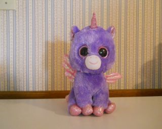 Ty Large 10 " Athena Winged Unicorn 2018 Purple Pink Eyes Hornwings Feet B6