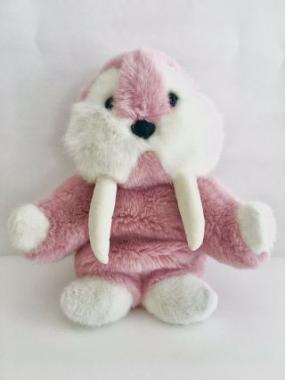 Gund Vintage Mooky The Pink Walrus Cute Plush Stuffie 1986 Rare 11 Inch Tall