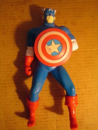 1 Rare Htf Collectable Vintage Marvel Captain America Figure Made In Hong Kong