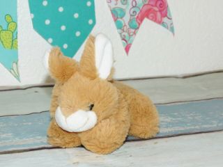 Kellytoy Mini Brown Bunny Rabbit Chestnut Lying Down Plush Stuffed Small Toy 6 "