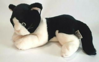Russ Berrie Black White Tuxedo Kitty Cat Sam Plush Stuffed Animal 8 "