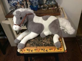 20 " Toys R Us Animal Alley Gray & White Horse Pony Plush Stuffed Animal 2017