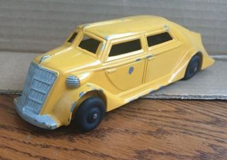 Antique Vintage Manoil Large Futuristic Die Cast Car Vehicle In Yellow