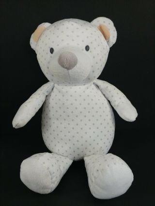 The Manhattan Toy Co Teddy Bear Plush White & Gray Polka Dot Soft Baby Toy 13 "