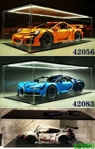 Display Case With Lighting For Lego Porsche Bugatti Chiron 42056 42096 42083