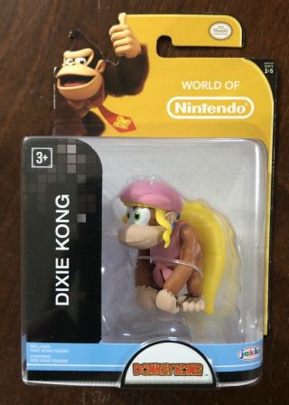 World Of Nintendo Dixie Kong Figure Series 1 - 5 Jakks Donkey Kong 2.  5 " Rare
