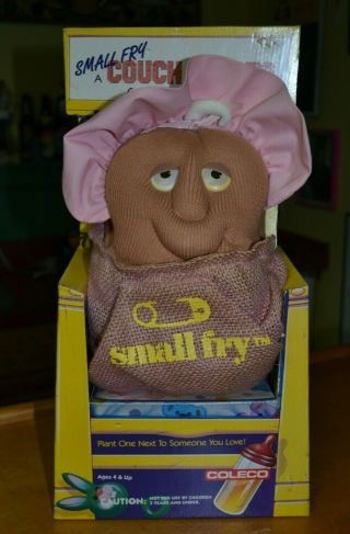 Vtg 1987 Small Fry Couch Potato Baby Girl Plush Doll W Sack Coleco Box