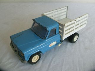 Vintage 1960s Mini Tonka Toys Blue & White Jeep Stake Bed Truck 56 Vg