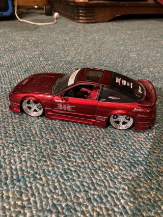 Jada Toys Nissan 240sx 1:24 Diecast Metal Candy Apple Red Import Racer Vhtf 2