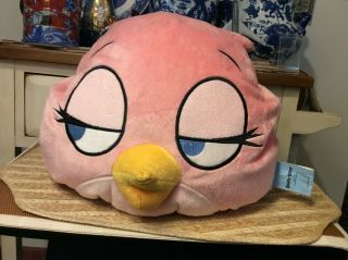 Angry Birds Lovely Stella Pink Girl Bird Dreamy Eyes Plush Pillow 17 " Microbead