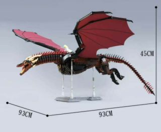 Game Of Thrones Red Dragon With Minifigure Building Blocks Set -