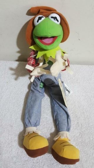 Kermit Muppets Scarecrow Farmer Doll Plush Poseable 11 Inch Sesame St Disney