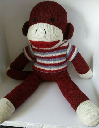 Dan Dee 18 Inch Red Sock Monkey With Striped Sweater Collector 