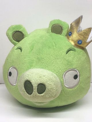 2010 Angry Birds King Pig Plush 7” Green Stuffed Animal No Sound Commonwealth
