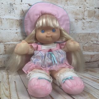 Vintage Fisher Price Puffalump Kids Pink White Plush Baby Girl Doll Toy 1990’s