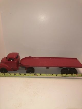 Vintage Hubley Large Die Cast Flat Bed Trailer With Tractor