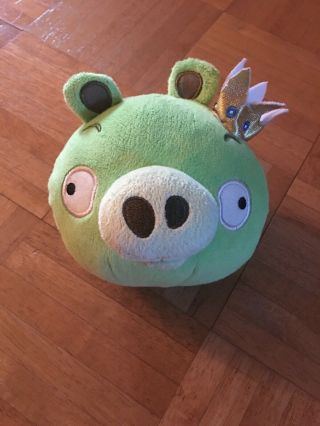 2010 Angry Birds King Pig Plush 7” Green Stuffed Animal No Sound Commonwealth