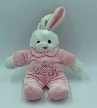 Dan Dee Jesus Loves Me Bunny Rabbit Stuffed Animal Pink Girl Musical Toy Ll