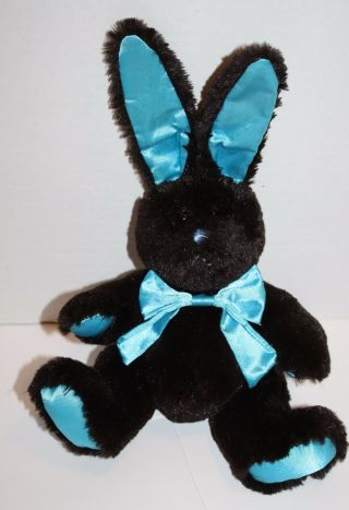 Inter American Brown Stuffed Plush Easter Bunny Rabbit 7 " Blue Satin Soft Toy