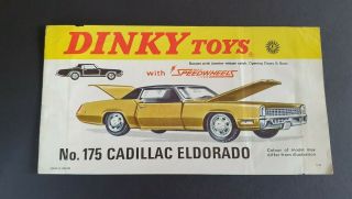 V Rare Vintage Dinky Toys 175 Cadillac Eldorado Shop Advert Poster Window Flyer