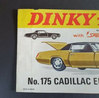V Rare vintage Dinky Toys 175 Cadillac Eldorado shop advert poster window flyer 2