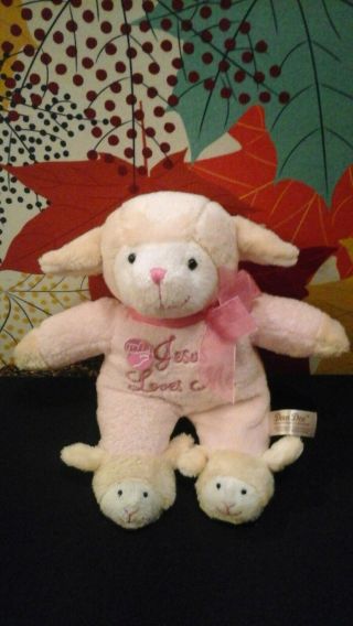 Dan Dee Plush Stuffed Pink Lamb Sheep Sings Jesus Loves Me Baby Lovey Musical