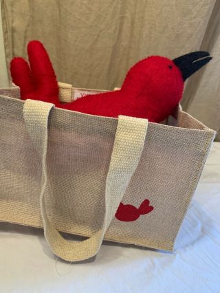 Vietri Felt Red Plush Bird Toy In Burlap Bag Nepal